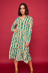 Long Green Fire Dress